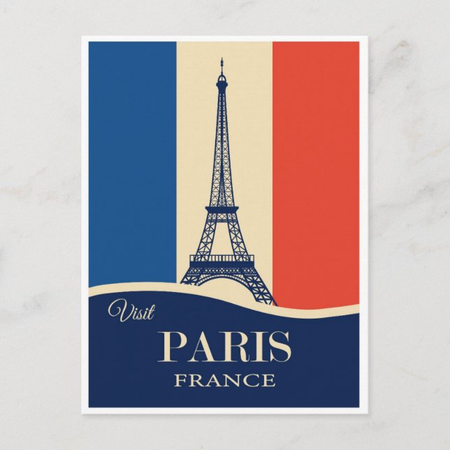 Französisch-französische Flagge Vintag Paris Eiffe Postkarte (Vorderseite)