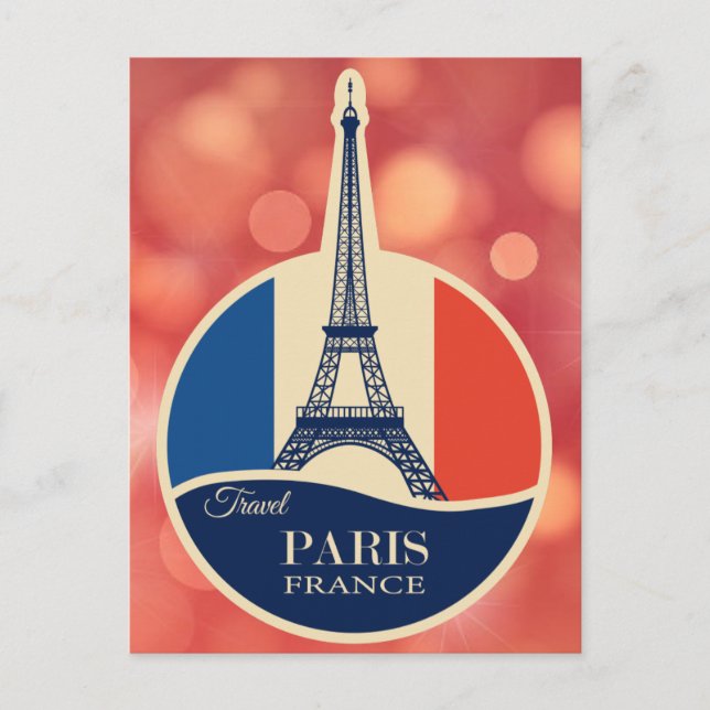 Französisch-französische Flagge Vintag Paris Eiffe Postkarte (Vorderseite)