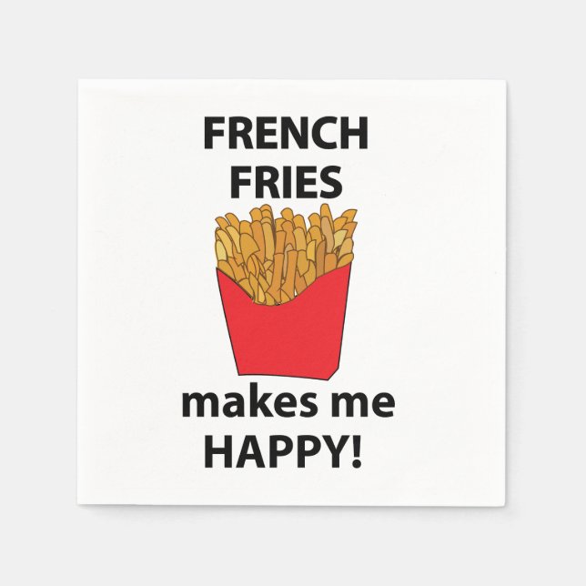 Französisch Fries macht mich glücklich Französisch Serviette (Vorderseite)