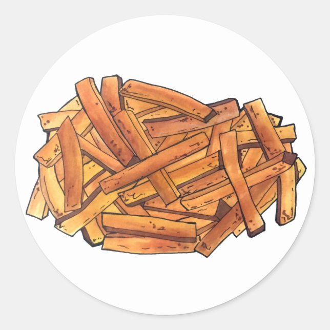 Französisch Fry Steak Fries Fried Kartoffeln Junk  Runder Aufkleber (Vorderseite)