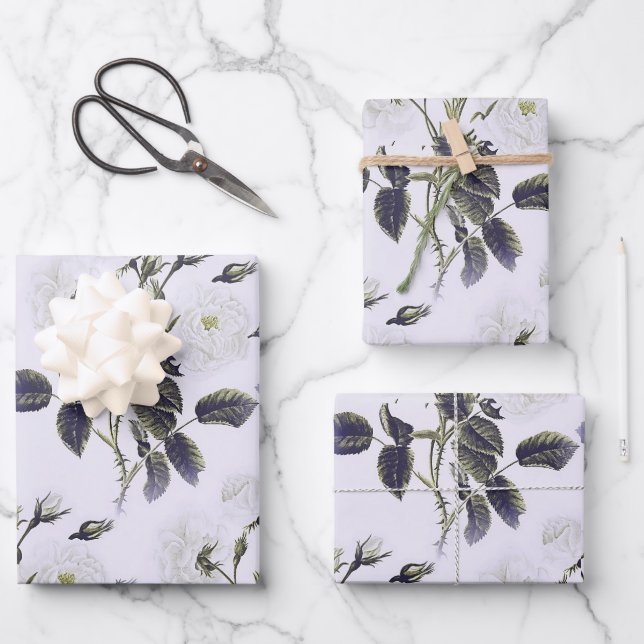 Französisch gravierte Blumentoilette-Grau, Rosa, B Geschenkpapier Set (Vorderseite)