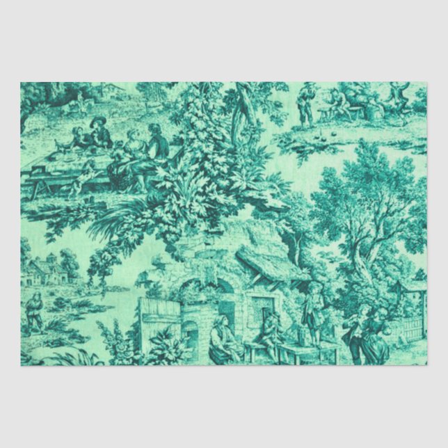 Französisch Green Toile Rokoko Rustikale Dekoupage Seidenpapier (Vorderseite)