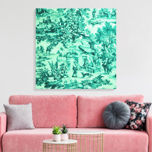 Französisch Grün Toile Chinoiserie Landhausstil Leinwanddruck