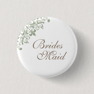 Französisch Grüne Lilie Script Bridesmaid Button