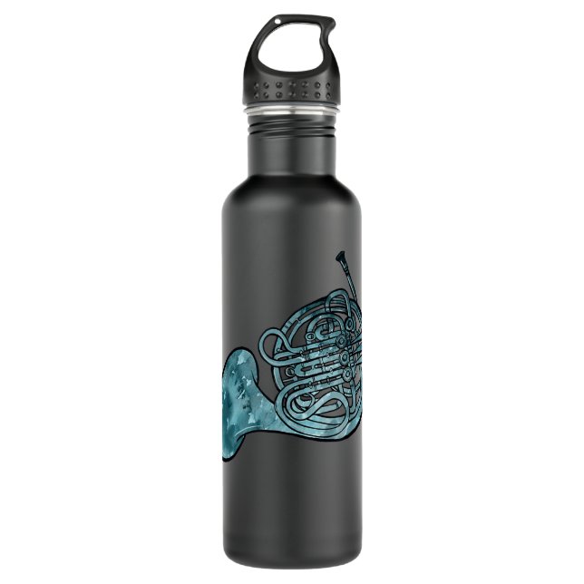 Französisch Horn Art blaue französische Hörner Ban Edelstahlflasche (Vorderseite)