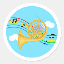 Französisch Horn Aufkleber Himmel Regenbogen Musik