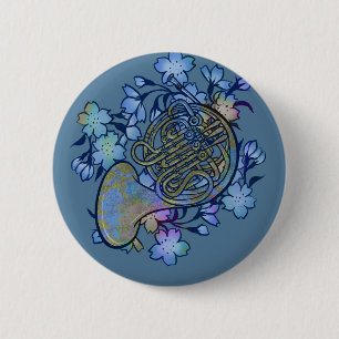 Französisch-Horn-Blumen-Band-Klasse Button