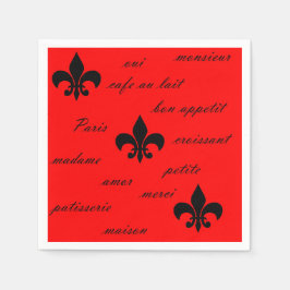 Französisch Inspiriert Schwarz auf Red Napkins Serviette