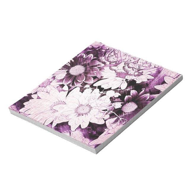 Französisch Land boho schicke Wildblume lila daisy Notizblock (Rotiert)