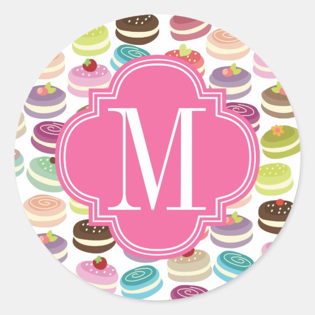 Französisch-Macarons Personalisiert Runder Aufkleber (Vorderseite)