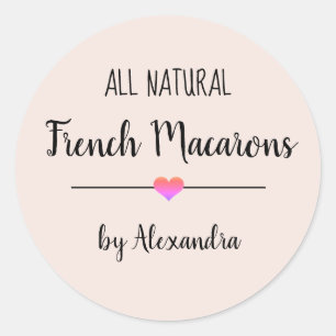 Französisch-Macarons-Rosa-Schrift Runder Aufkleber