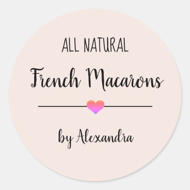 Französisch-Macarons-Rosa-Schrift Runder Aufkleber (Vorderseite)