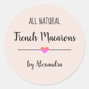 Französisch-Macarons-Rosa-Schrift Runder Aufkleber