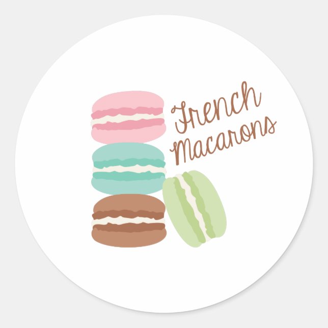 Französisch-Macarons Runder Aufkleber (Vorderseite)