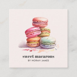 Französisch-Macarons-Süßkuchen-Sozialsymbol Quadratische Visitenkarte