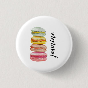Französisch Macarons Wasserfarbe Handgemalt Button