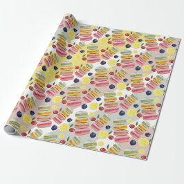 Französisch Macarons Wasserfarbe Handgemalt Geschenkpapier