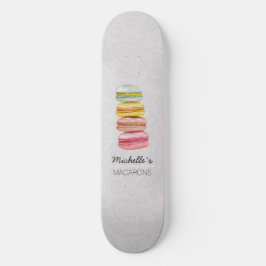 Französisch Macarons Wasserfarbe Handgemalt Skateboard