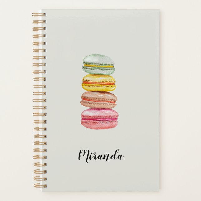 Französisch Macarons Wasserfarben Handgemalte Mono Planer (Vorderseite)