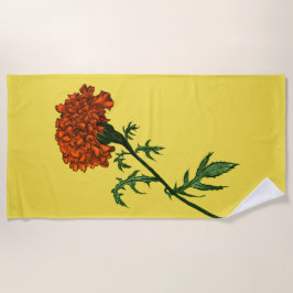 Französisch Marigold Blume Ink Zeichnend Strandtuch