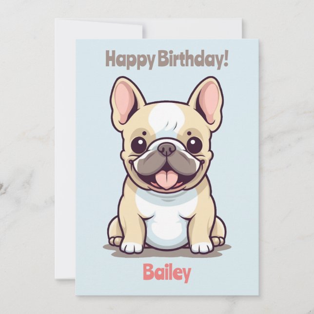 Französisch, niedlicher französischer Bulldog, Geb Einladung (Vorderseite)