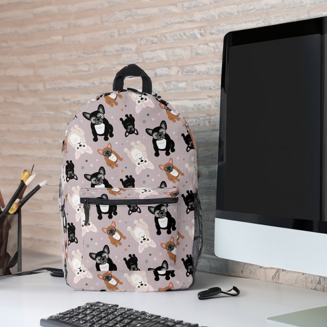 Französisch Niedliches Bulldoggen Muster Bedruckter Rucksack (Von Creator hochgeladen)