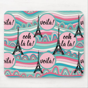 Französisch Ooh la la! Voila! Chic Eiffelturm Mousepad