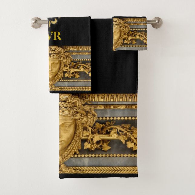 Französisch Ormolu Initialed Geschenk /Gast Badhandtuch Set (Insitu)