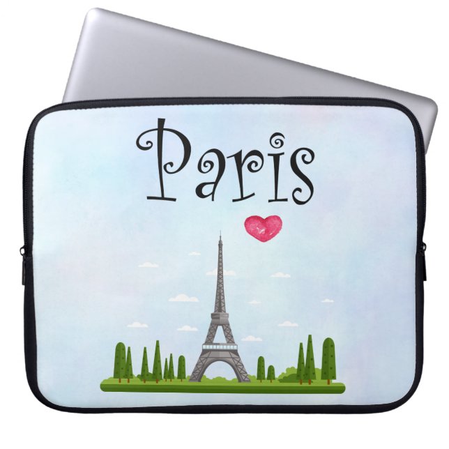 Französisch Paris mit Eiffelturm Laptopschutzhülle (Vorderseite)