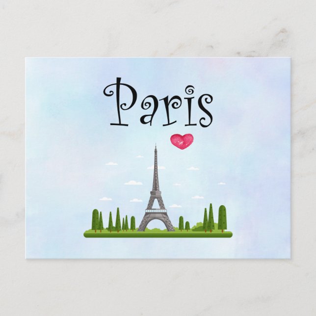 Französisch Paris mit Eiffelturm Postkarte (Vorderseite)