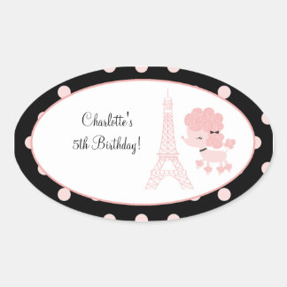 Französisch Paris Poodle Oval Gefallen Sticker