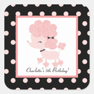 Französisch Paris Poodle Square Gefallen Stickers