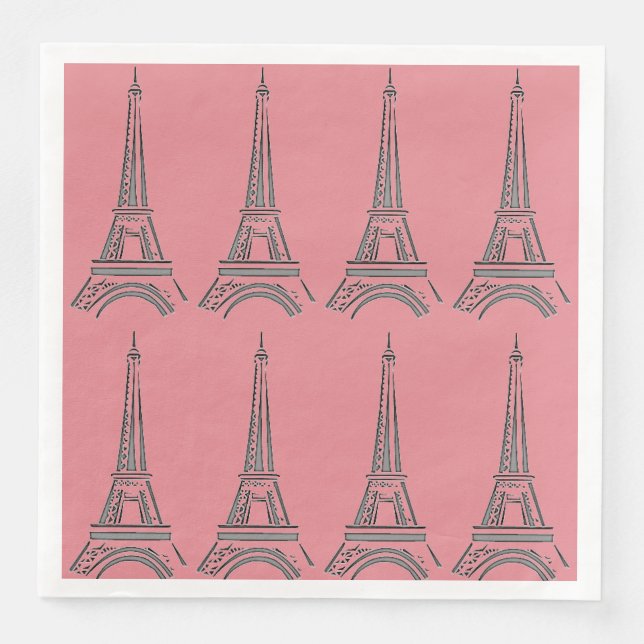 Französisch Paris Themenhotel Eiffelturm Napkins P Serviette (Vorderseite)