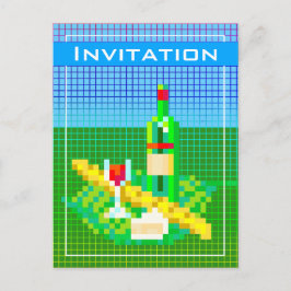 Französisch picknickpixel art 8-bit bunt lustig postkarte