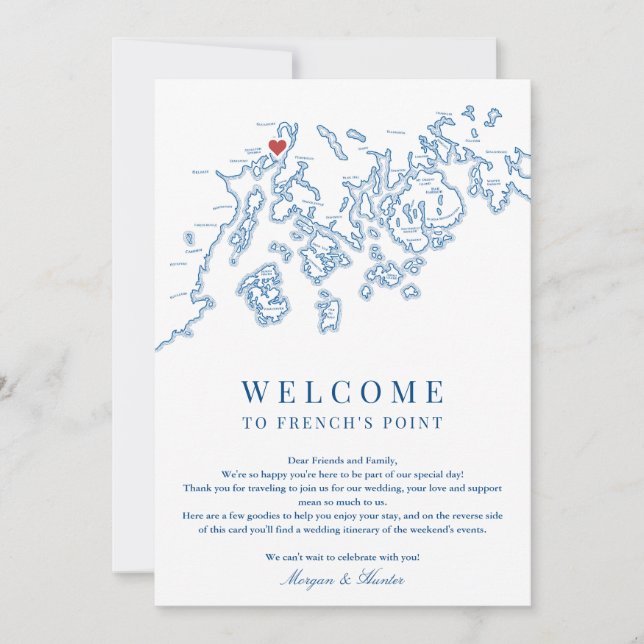 Französisch Point Maine Hochzeitstag Begrüßungsrei Dankeskarte (Vorderseite)