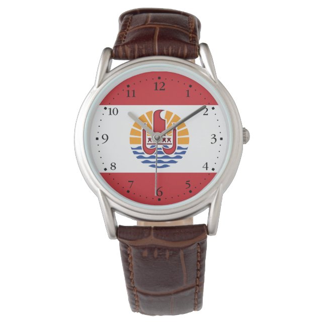 Französisch-Polynesien-Flagge Armbanduhr (Vorderseite)