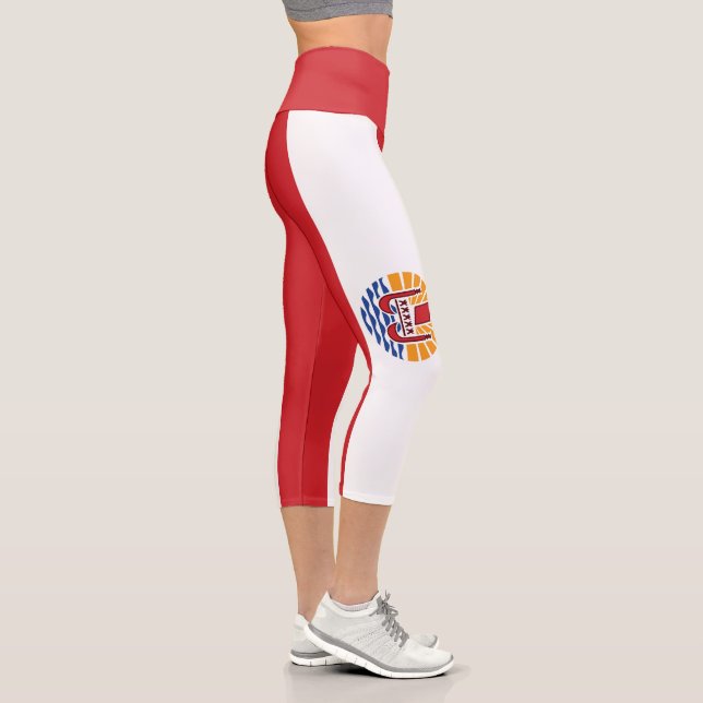 Französisch-Polynesien-Flagge Capri Leggings (Rechts)