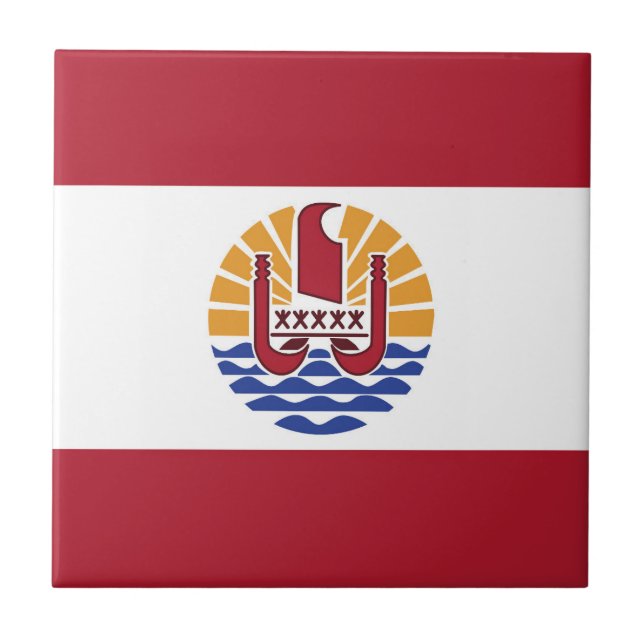 Französisch-Polynesien-Flagge Fliese (Vorderseite)