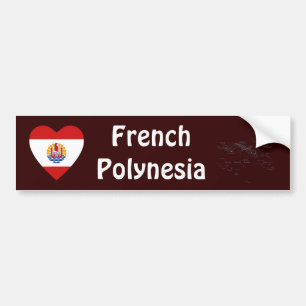 Französisch-Polynesien-Flagge Herz + Karte-Aufkleb Autoaufkleber