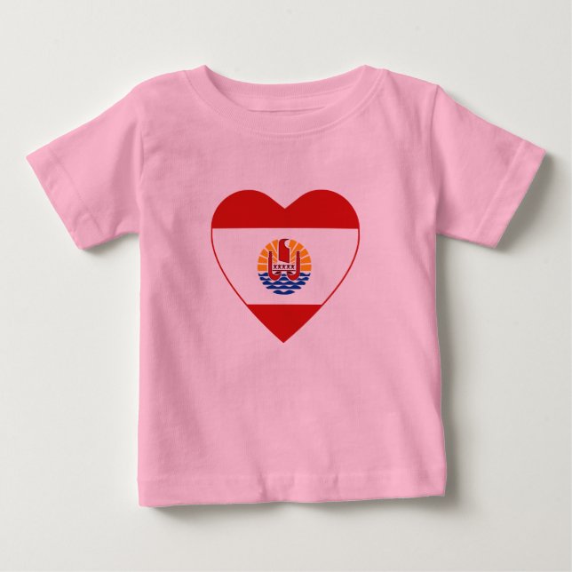 Französisch-Polynesien-Flagge Herzstück T - Shirt (Vorderseite)