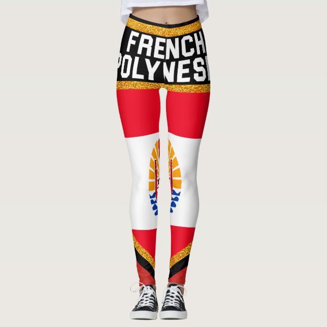 Französisch-Polynesien-Flagge Leggings (Vorderseite)