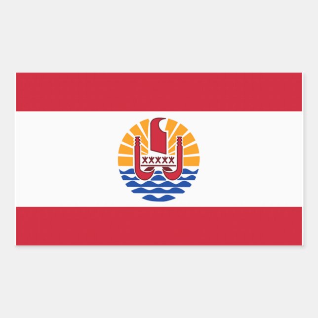 Französisch-Polynesien-Flagge Rechteckiger Aufkleber (Vorderseite)