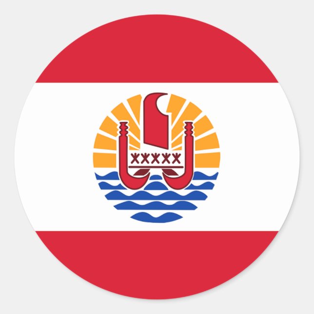 Französisch-Polynesien, Flagge Runder Aufkleber (Vorderseite)