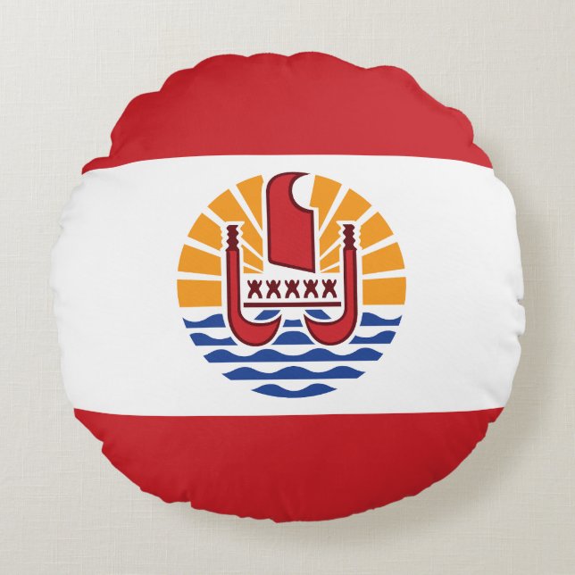 Französisch-Polynesien-Flagge Rundes Kissen (Vorderseite)