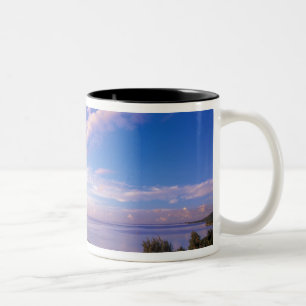 Französisch-Polynesien, Moorea. Blick auf die Baie Zweifarbige Tasse