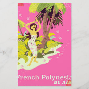 Französisch-Polynesien-Vintage-Poster Briefpapier