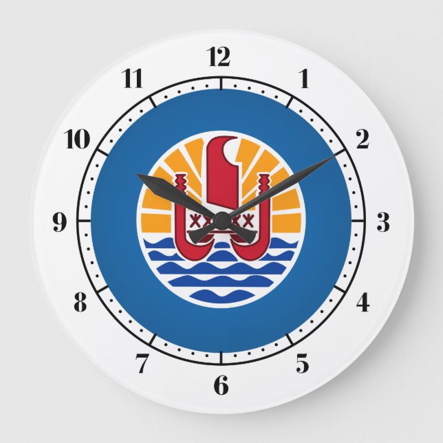 Französisch-Polynesisches Wappen Große Wanduhr (Vorderseite)