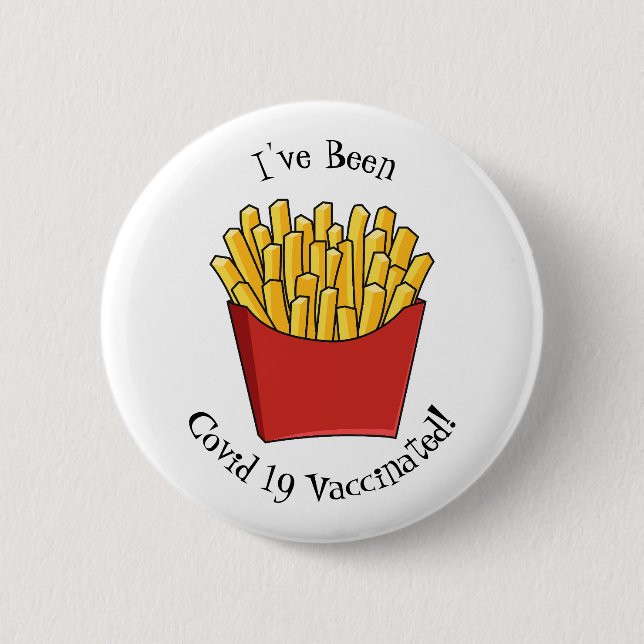 Französisch Pommes Cartoon Abbildung Button (Vorderseite)