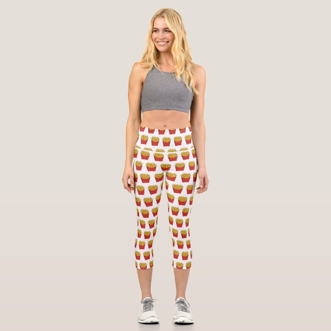 Französisch Pommes Cartoon Abbildung Capri Leggings (Vorderseite)