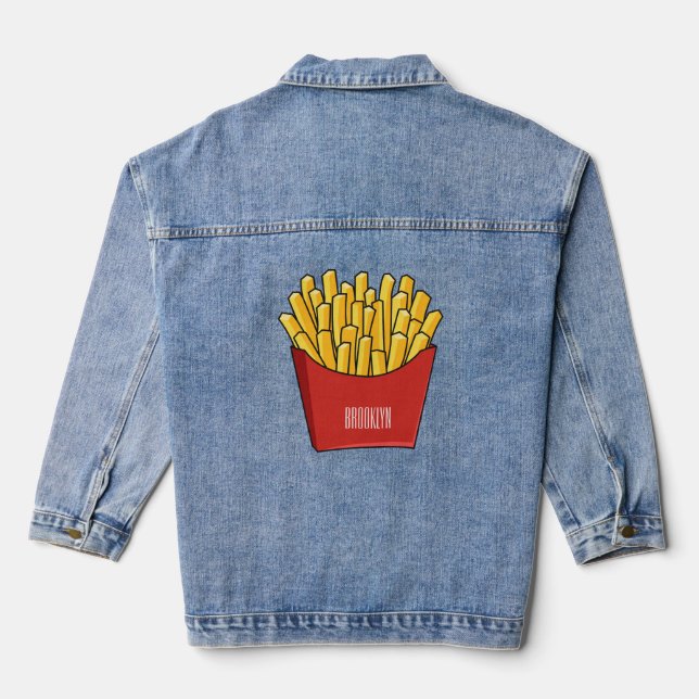 Französisch Pommes Cartoon Abbildung Jeansjacke (Rückseite)